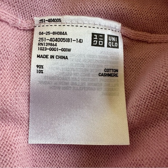 NWT Uniqlo Women’s Large Pink V Neck Cotton Cashmere Sweater work career New L - Picture 5 of 5
